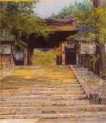 木曽のお寺−パステル画
